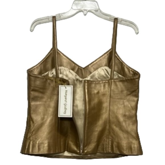 MARGARET GODFREY Gold Soft Leather Fully Lined Camisole NWT - Picture 7 of 16